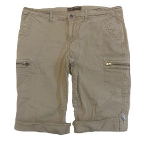 💜 Denver Hayes Mia Mid-Rise Cargo Shorts Size 12 - Khaki/Ta
